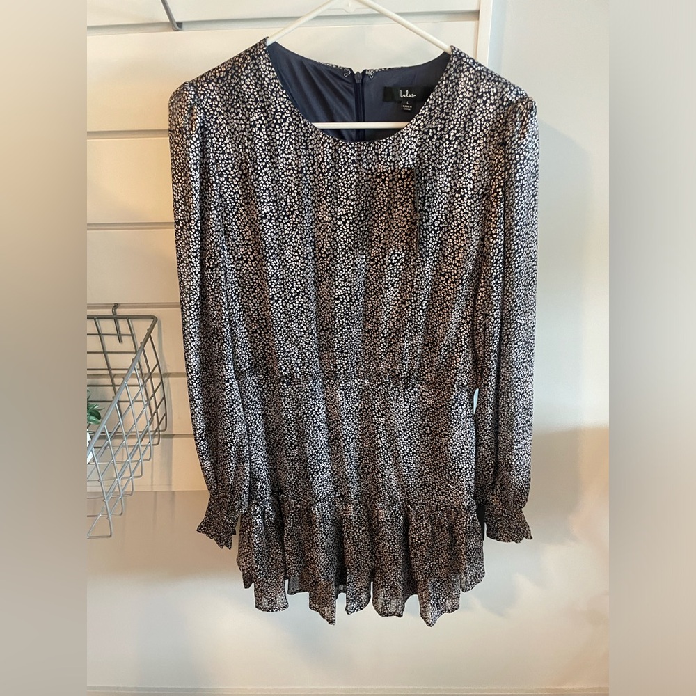 NWT Lulu’s Navy and White Long Sleeve Mini Dress, L